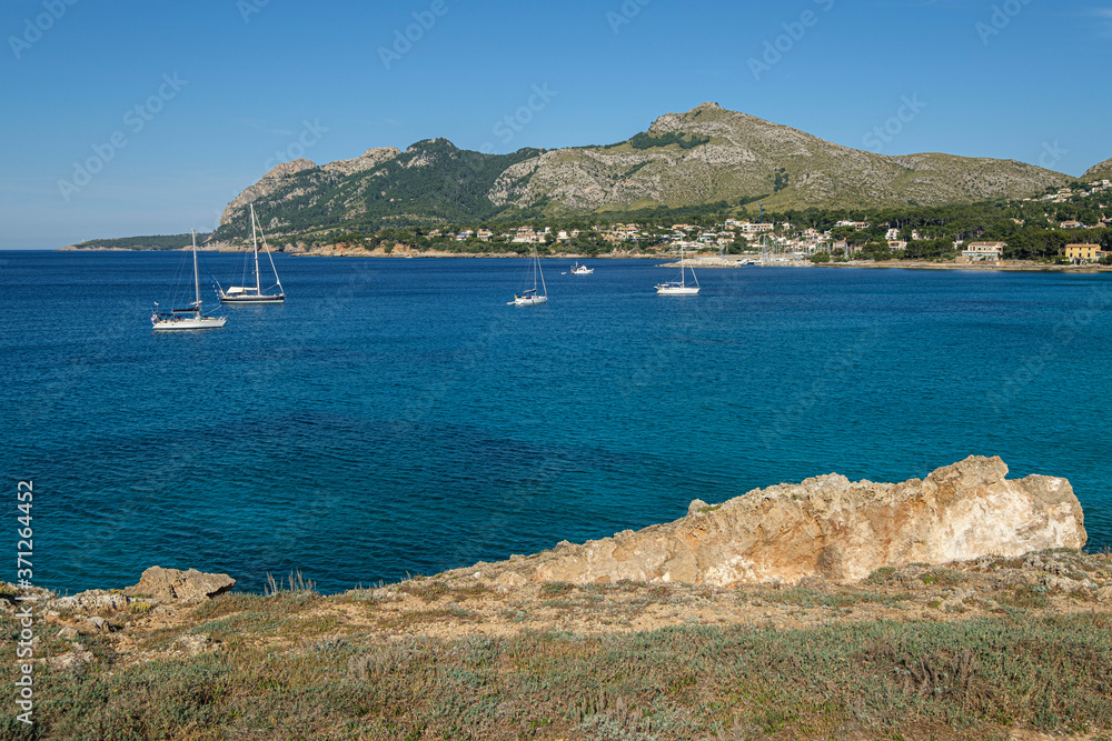 Fototapeta premium Manresa y Atalaya de la Victoria, Alcudia, Mallorca, Balearic Islands, Spain