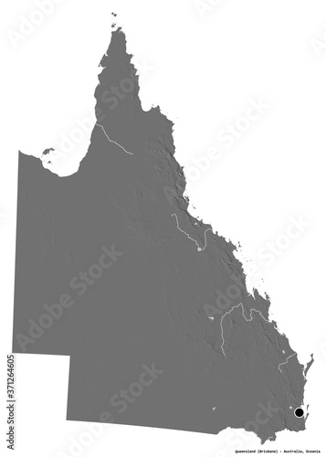 Queensland, state of Australia, on white. Bilevel