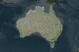 Australia borders. Neighbourhood desaturated. Satellite