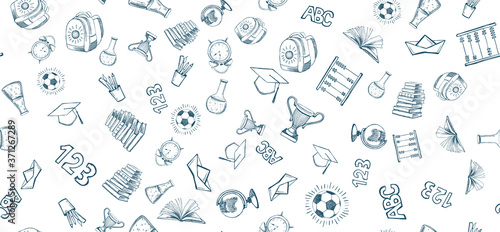 Back To School hand drawn set. Vector.	