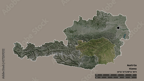 Location of Steiermark, state of Austria,. Satellite photo