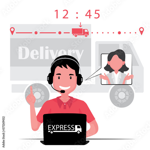 Delivery business feature a customer service agent speak with client about the timeline