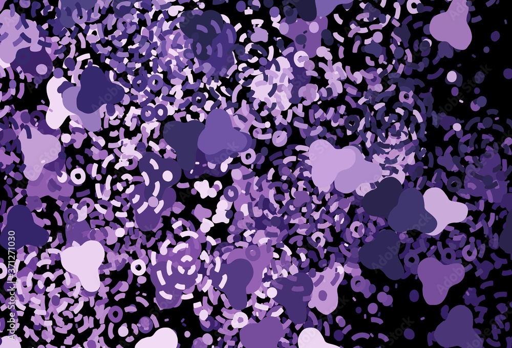 Dark Purple vector backdrop with memphis shapes.