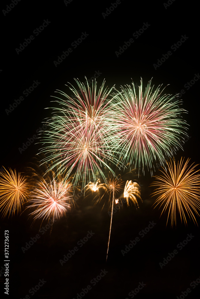 Colorful fireworks in black background