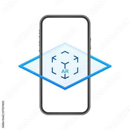 Virtual reality. AR for video game design. Media technology. Design concept augmented reality. Vector stock illustration.
