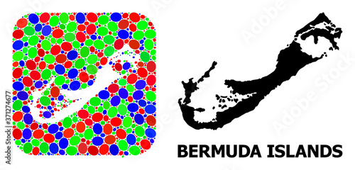 Mosaic Stencil and Solid Map of Bermuda Islands