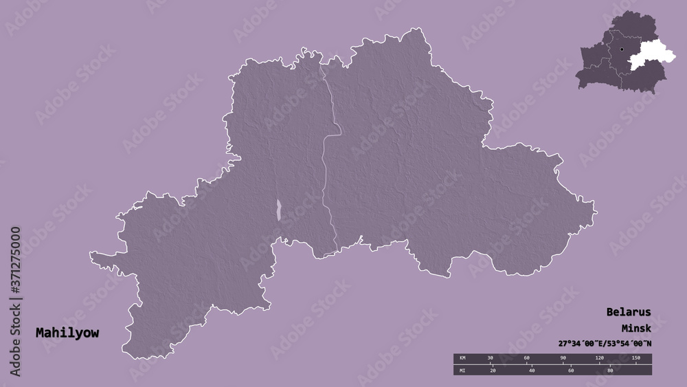 Obraz premium Mahilyow, region of Belarus, zoomed. Administrative