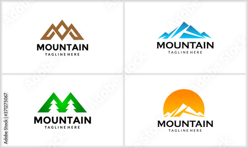 Set of Mountain Logo - Letter M Monogram Logo Vector