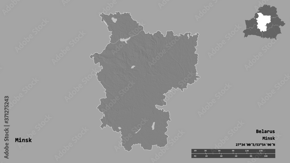 Obraz premium Minsk, region of Belarus, zoomed. Bilevel