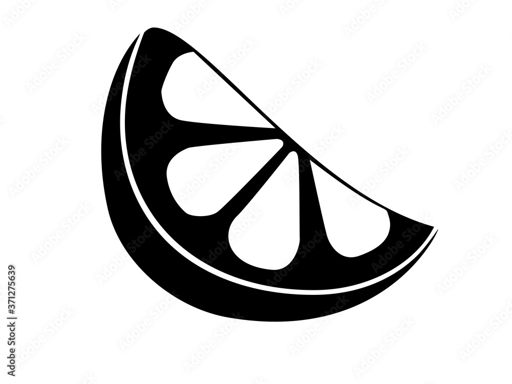 Lemon - black vector silhouette for pictogram or logo. Lime Slice - sign or icon. Lemon slice silhouette. Lemon - black vector silhouette for pictogram or logo. Lime Slice - sign or icon. Lemon slice silhouette.