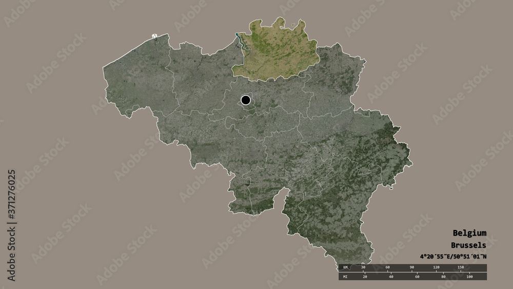 Location of Antwerpen, province of Belgium,. Satellite