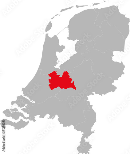 Utrecht province highlighted on netherlands political map. Backgrounds, charts, business concepts.