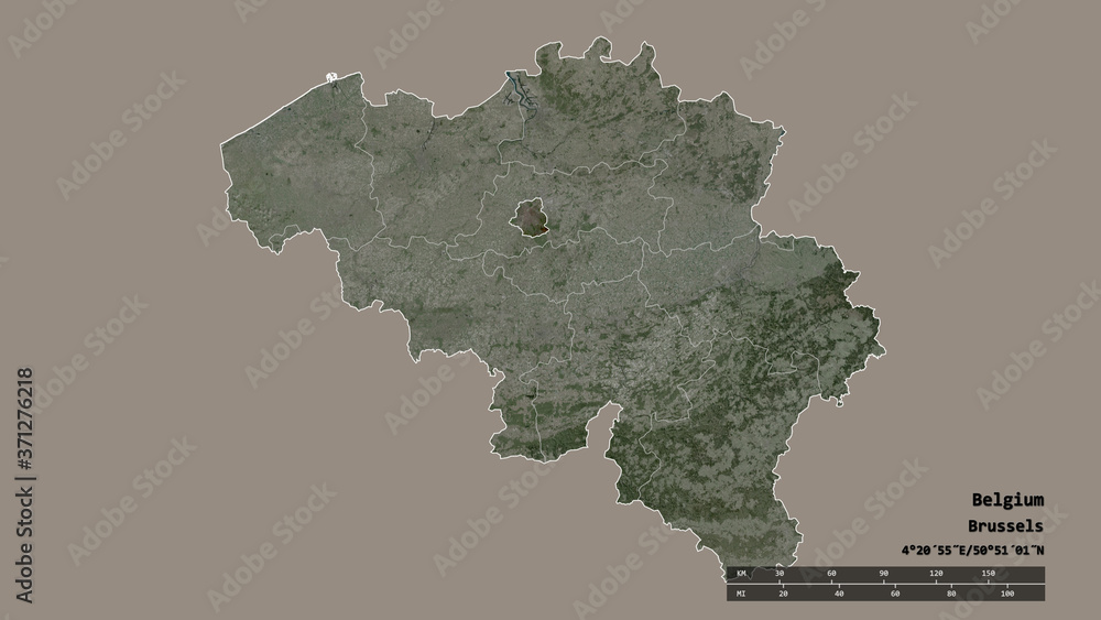Location of Bruxelles, capital region of Belgium,. Satellite