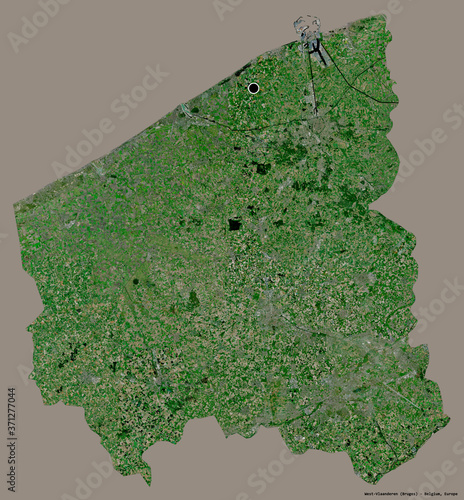 West-Vlaanderen, province of Belgium, on solid. Satellite photo