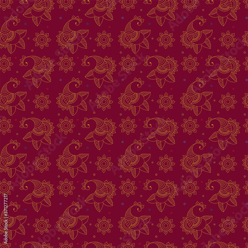 Paisley design on red for festive background. Festive paisley design swatch included in the EPS 10 file.