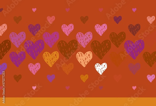 Light Pink  Yellow vector texture with lovely hearts.