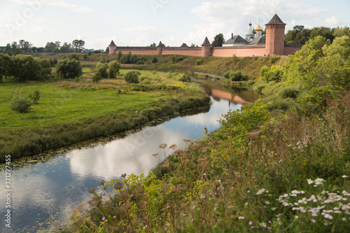 Suzdal, The Golden Ring of Russia, view on Spaso-Efimyevsky monastery and river Kamenka