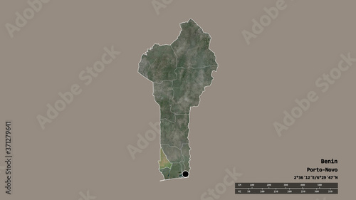 Location of Kouffo, department of Benin,. Satellite photo