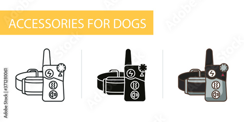 icons set, collar shocker, dog training
