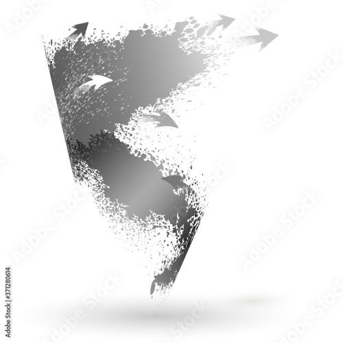 Purchase funnel concept. Grunge swirl with arrows. Abstract vector background