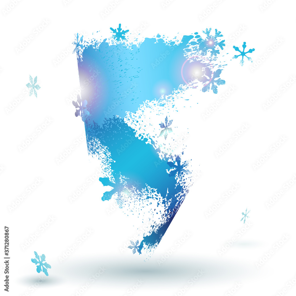 Fototapeta Decorative splatter swirl with snowflakes, winter concept, christmas abstract elemenr,