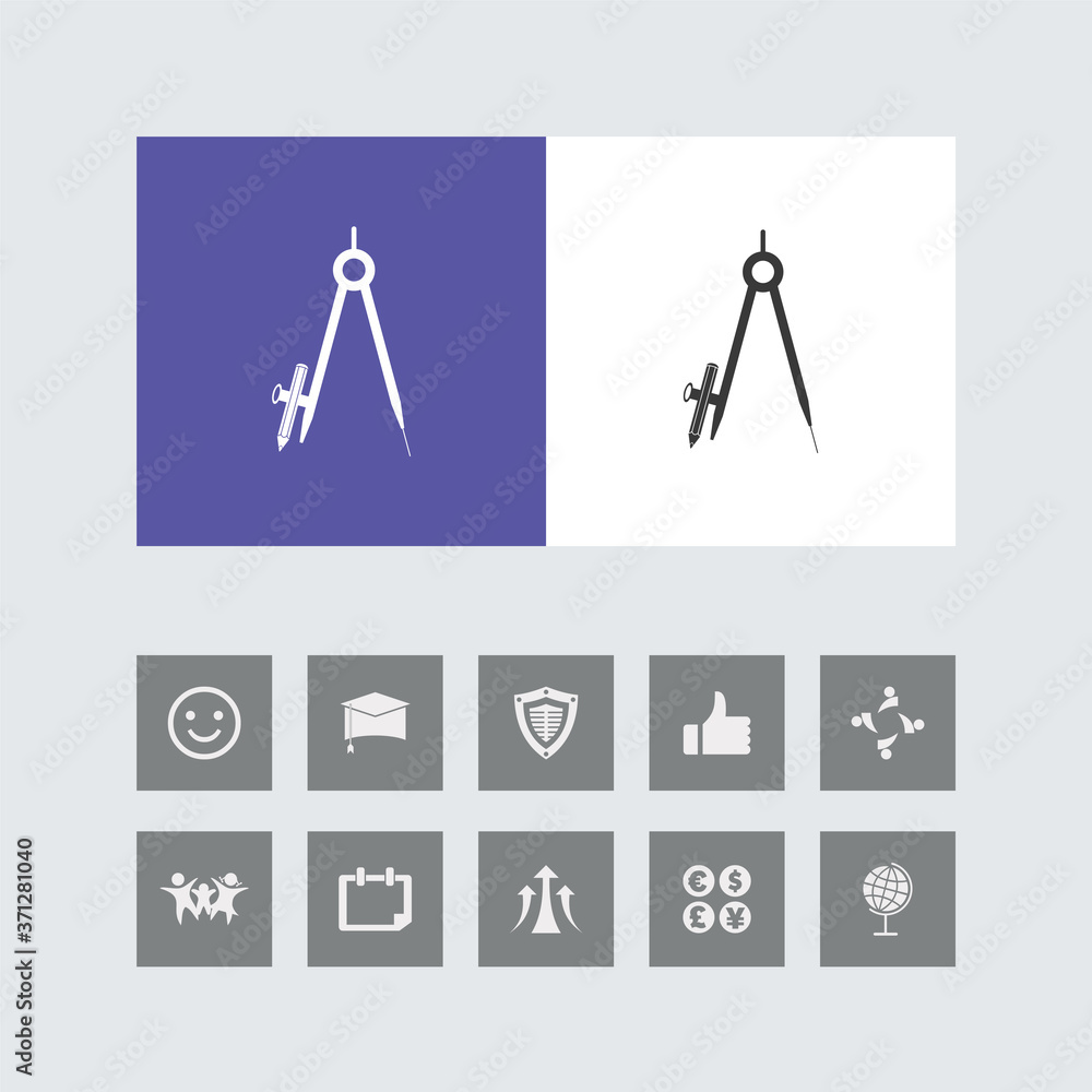 Creative Compass Icon with Bonus Icons. Creative Compass Icon with Bonus Icons.