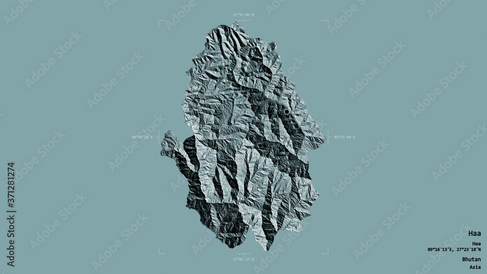 Obraz premium Haa - Bhutan. Bounding box. Administrative