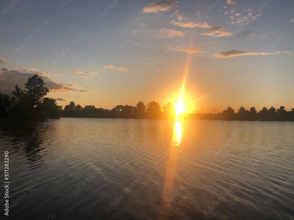 sunset over the river