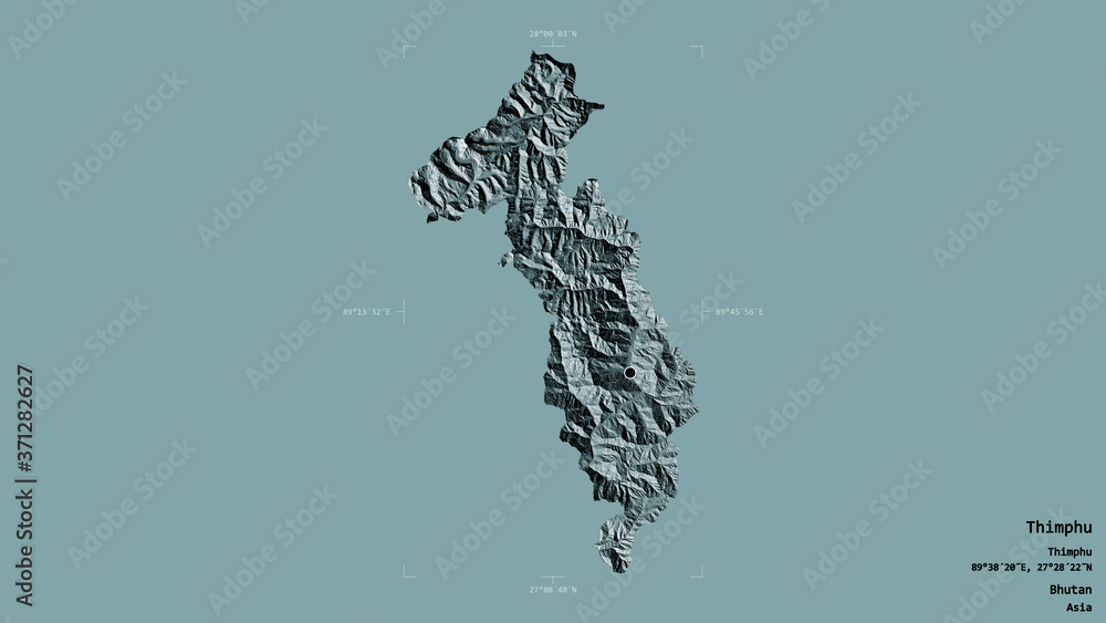 Thimphu - Bhutan. Bounding box. Administrative Thimphu - Bhutan. Bounding box. Administrative