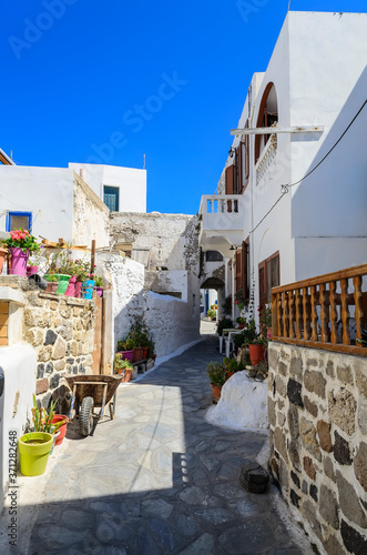 Streets and architecture of small towns on the Greek Islands. Nisyros, Greece