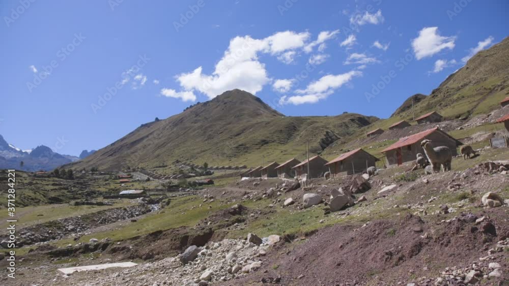 The small, remote Quechuan village of Kelkanka in the Peruvian Andes. Identical houses surrounded by mountains, llamas and alpacas. The small, remote Quechuan village of Kelkanka in the Peruvian Andes. Identical houses surrounded by mountains, llamas and alpacas.