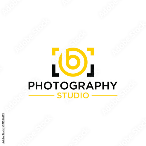 Illustration of B sign, abstract B sign made like a round lens on a camera.on a white background.