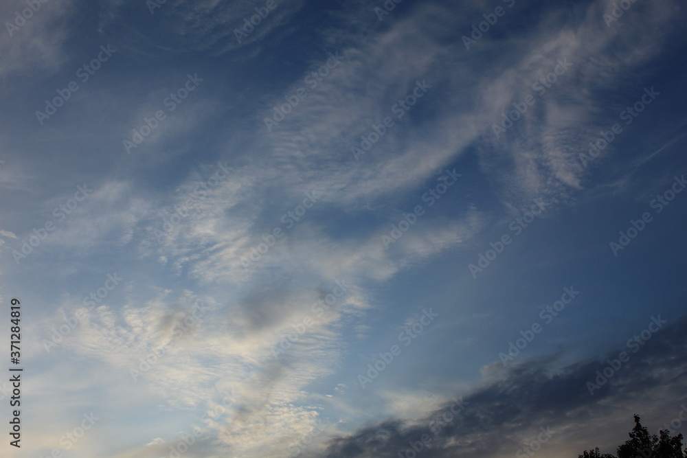 
clouds in the red sunset of a summer evening