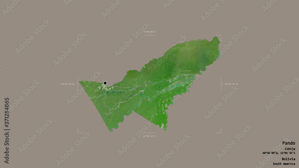 Pando - Bolivia. Bounding box. Satellite Pando - Bolivia. Bounding box. Satellite