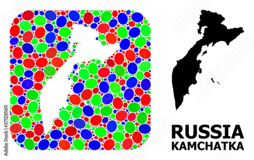 Mosaic Stencil and Solid Map of Kamchatka Peninsula
