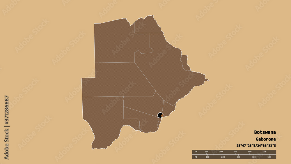 Location of Gaborone, city of Botswana,. Pattern