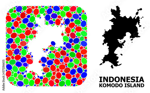Mosaic Stencil and Solid Map of Komodo Island