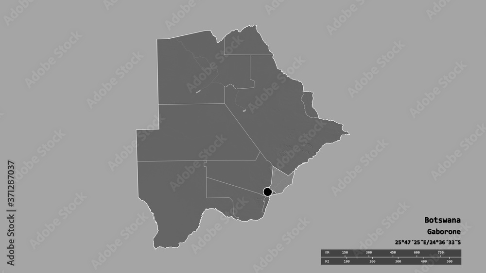 Location of Kgatleng, district of Botswana,. Bilevel