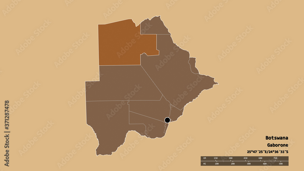 Location of North-West, district of Botswana,. Pattern