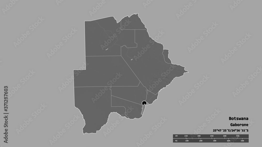 Location of South-East, district of Botswana,. Bilevel
