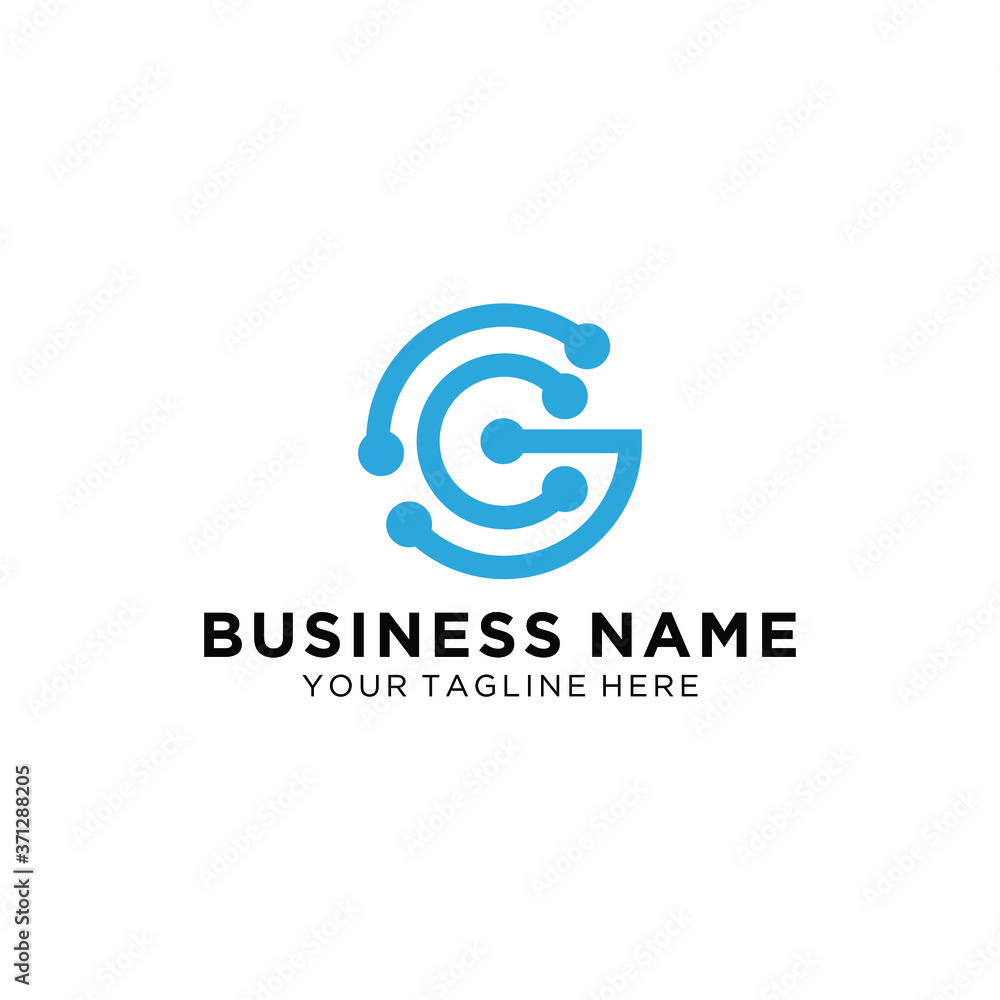 Creative connected trendy unique rounded black and white GC CG G C initial based icon logo