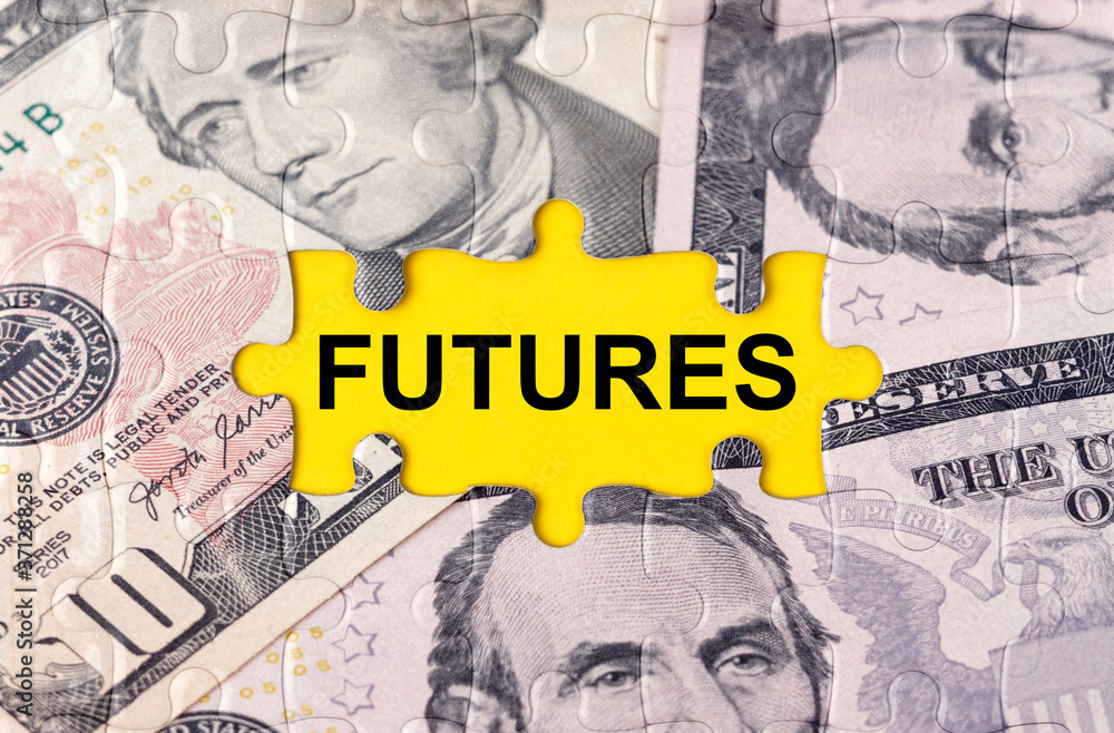 Puzzle with the image of dollars in the center of the inscription -FUTURES