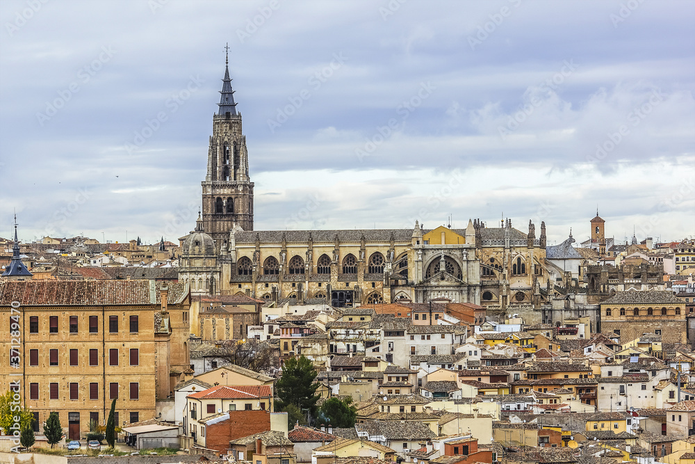 Toledo panorama. Toledo is capital of province of Toledo (70 km south of Madrid), Spain. Toledo declared a World Heritage Site by UNESCO in 1986. 