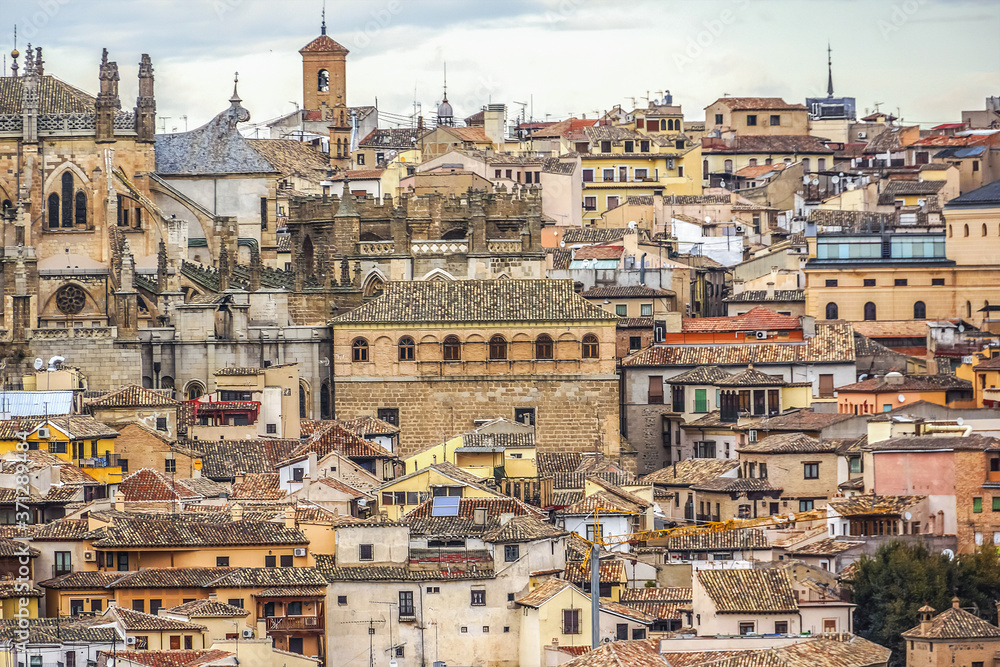 Toledo panorama. Toledo is capital of province of Toledo (70 km south of Madrid), Spain. Toledo declared a World Heritage Site by UNESCO in 1986. 