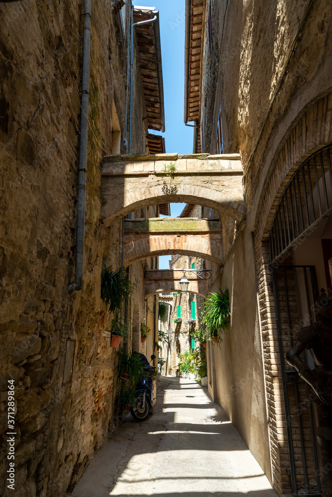 Architecture of streets and squares in the town of Bevagna