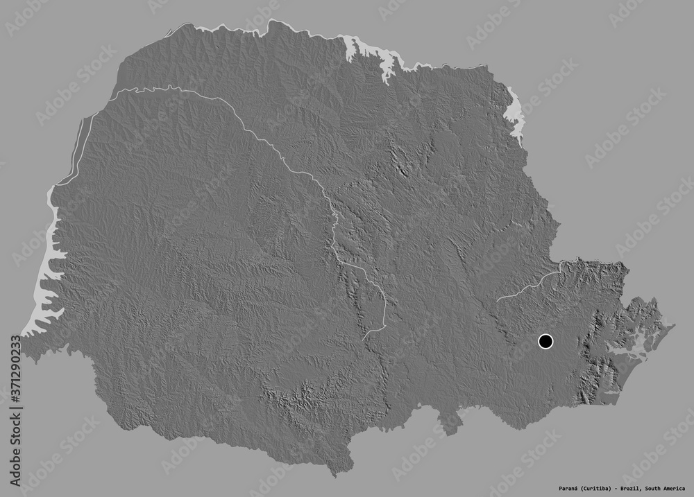 Paraná, state of Brazil, on solid. Bilevel