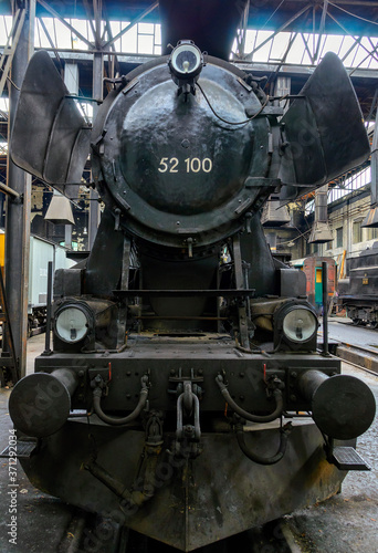 Front view of an restored steamlocomotive in Austria