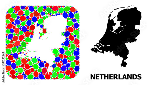 Mosaic Stencil and Solid Map of Netherlands