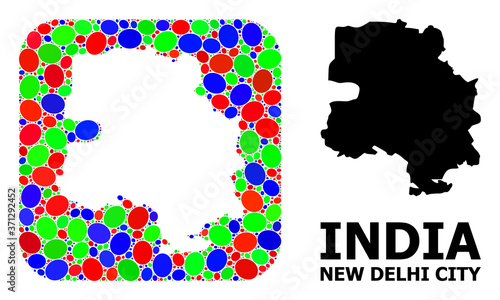 Mosaic Stencil and Solid Map of New Delhi City
