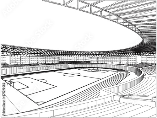 Football Soccer Stadium Vector. Illustration Isolated On White Background. A Vector Illustration Of Football Stadium Background. 	